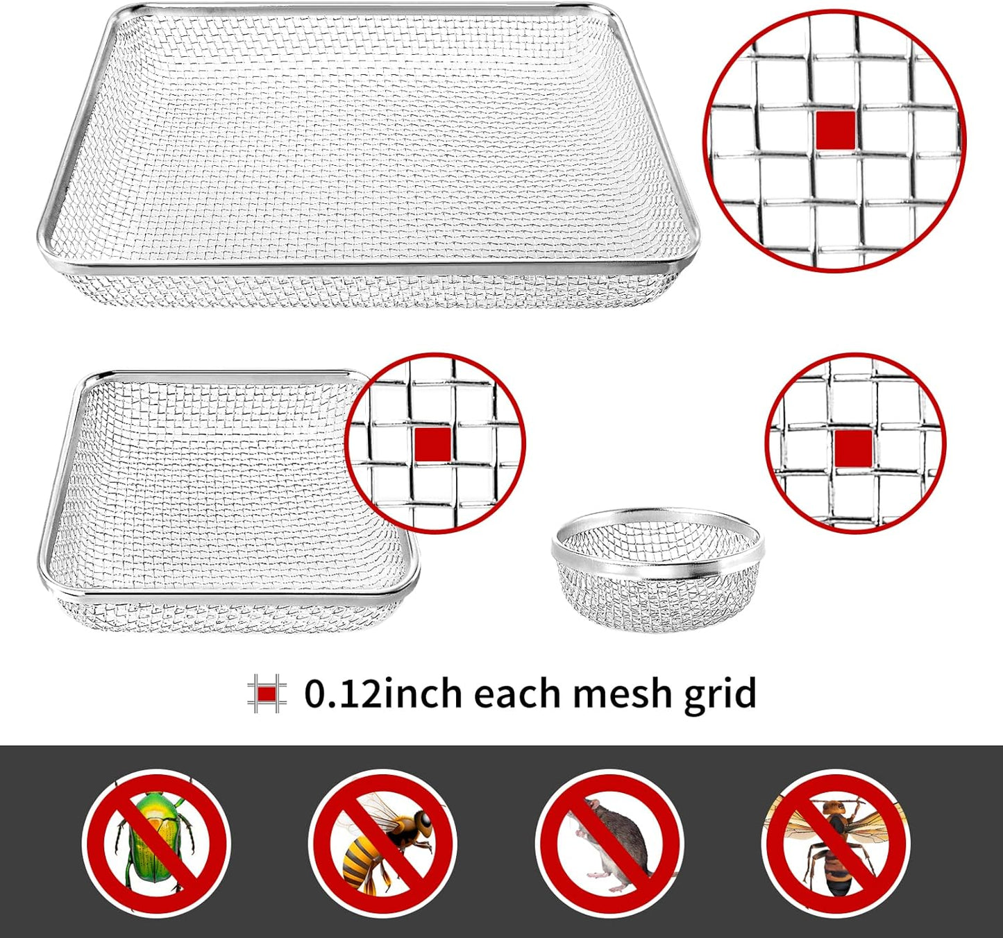 RV Vent Screens for RV Traval Trailer Camper - Stainless Steel RV Furnace Vent Screen, RV Heater Vent Screen, RV Exhaust Vent Screen, Come with Installation Tools