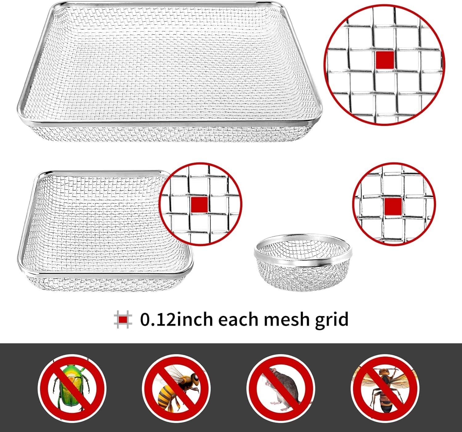 RV Vent Screens for RV Traval Trailer Camper - Stainless Steel RV Furnace Vent Screen, RV Heater Vent Screen, RV Exhaust Vent Screen, Come with Installation Tools