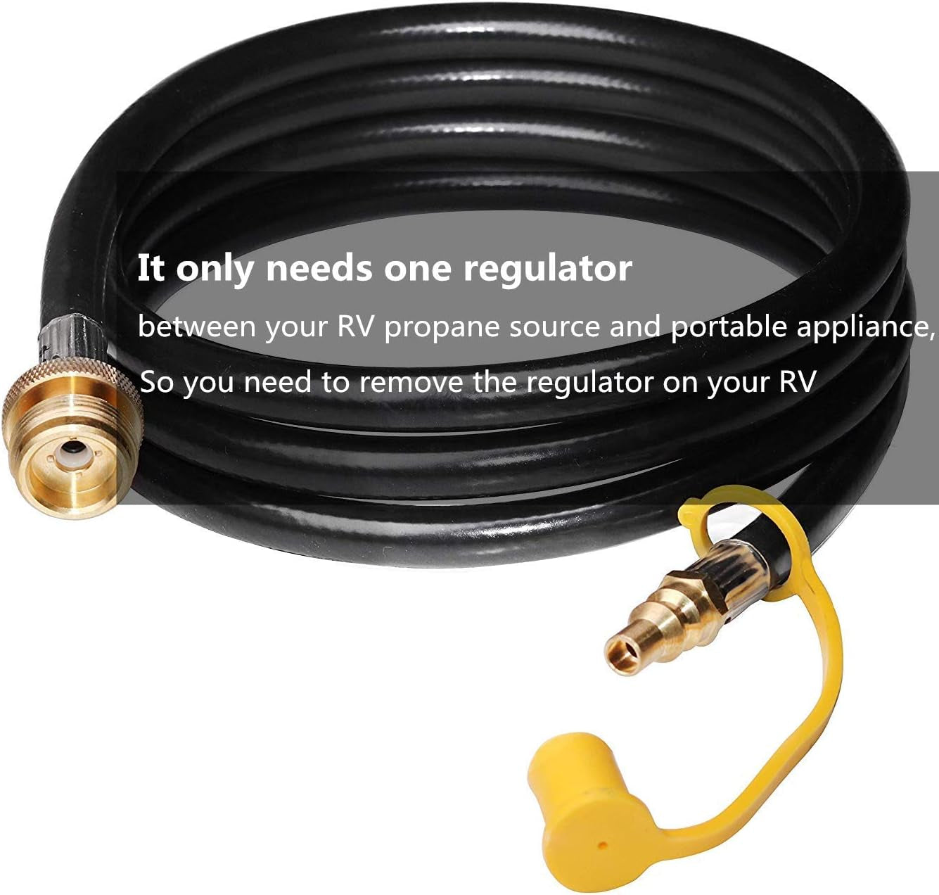 12 Feet 1/4" Quick Connect RV Propane Hose Converter Replacement for 1 Lb Throwaway Bottle Connects 1 LB Bulk Portable Appliance to RV 1/4" Female Quick Disconnect