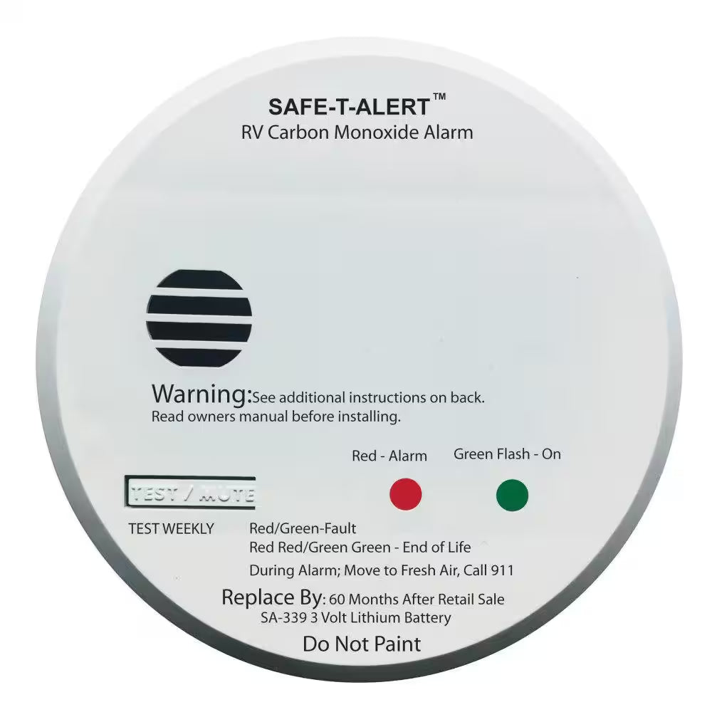 RV Carbon Monoxide Alarm Battery Operated, White