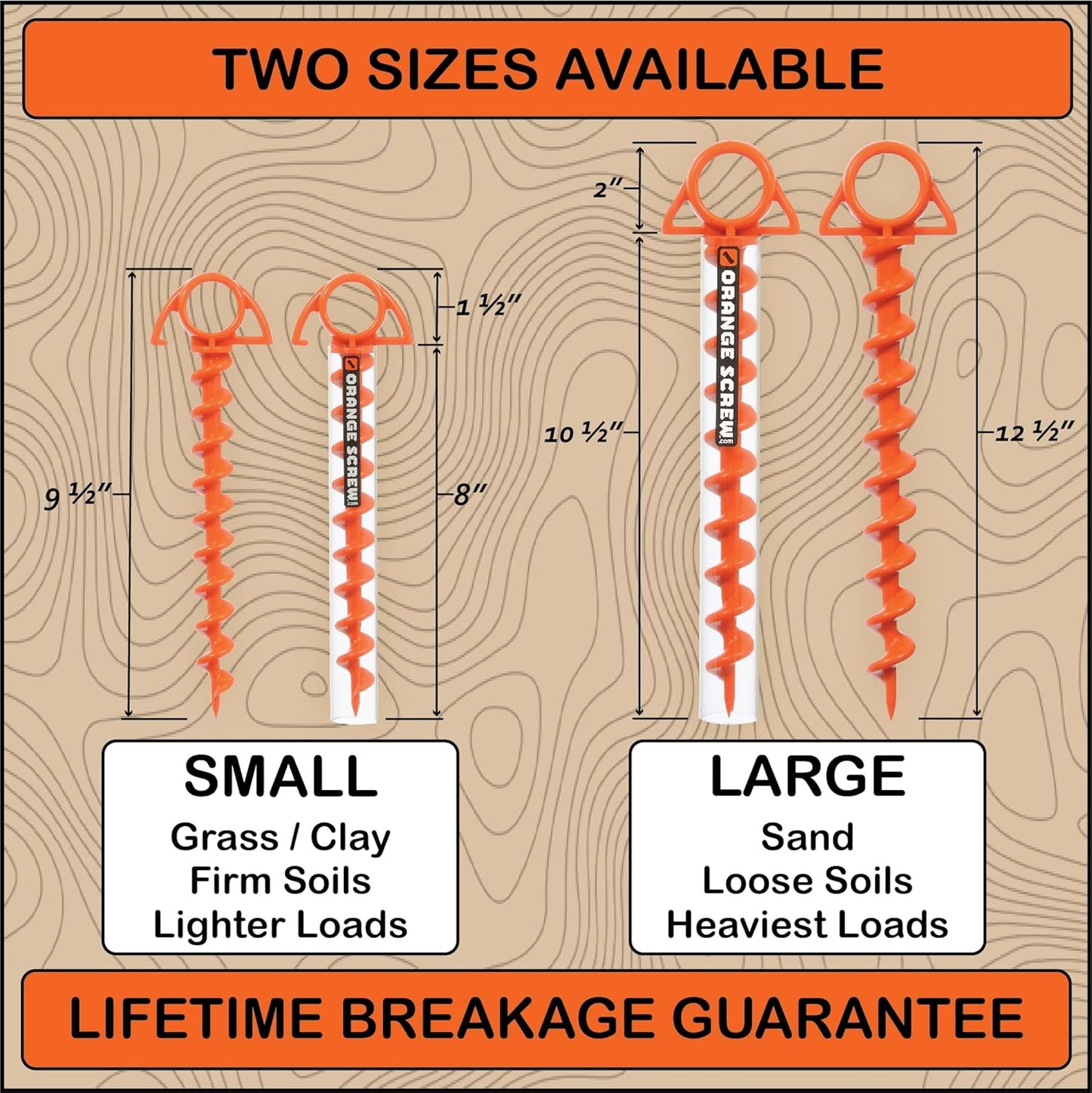 Ultimate Ground Anchors: Heavy Duty Screw-In Tent Stakes for High Wind, Sand, Canopies, and Camping - Made in USA, 100% Recycled, Included T-Grip Tool - (Large, 2 Pack)