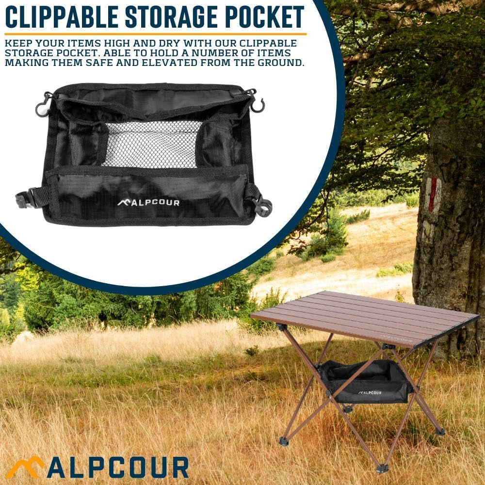 Portable Camping Table – Lightweight, Compact Folding Side Table in a Bag with Aluminum Top & Heavy Duty Hinge for Easy Travel & Storage – Great for Outdoor BBQ, Backpacking, Tailgate & More