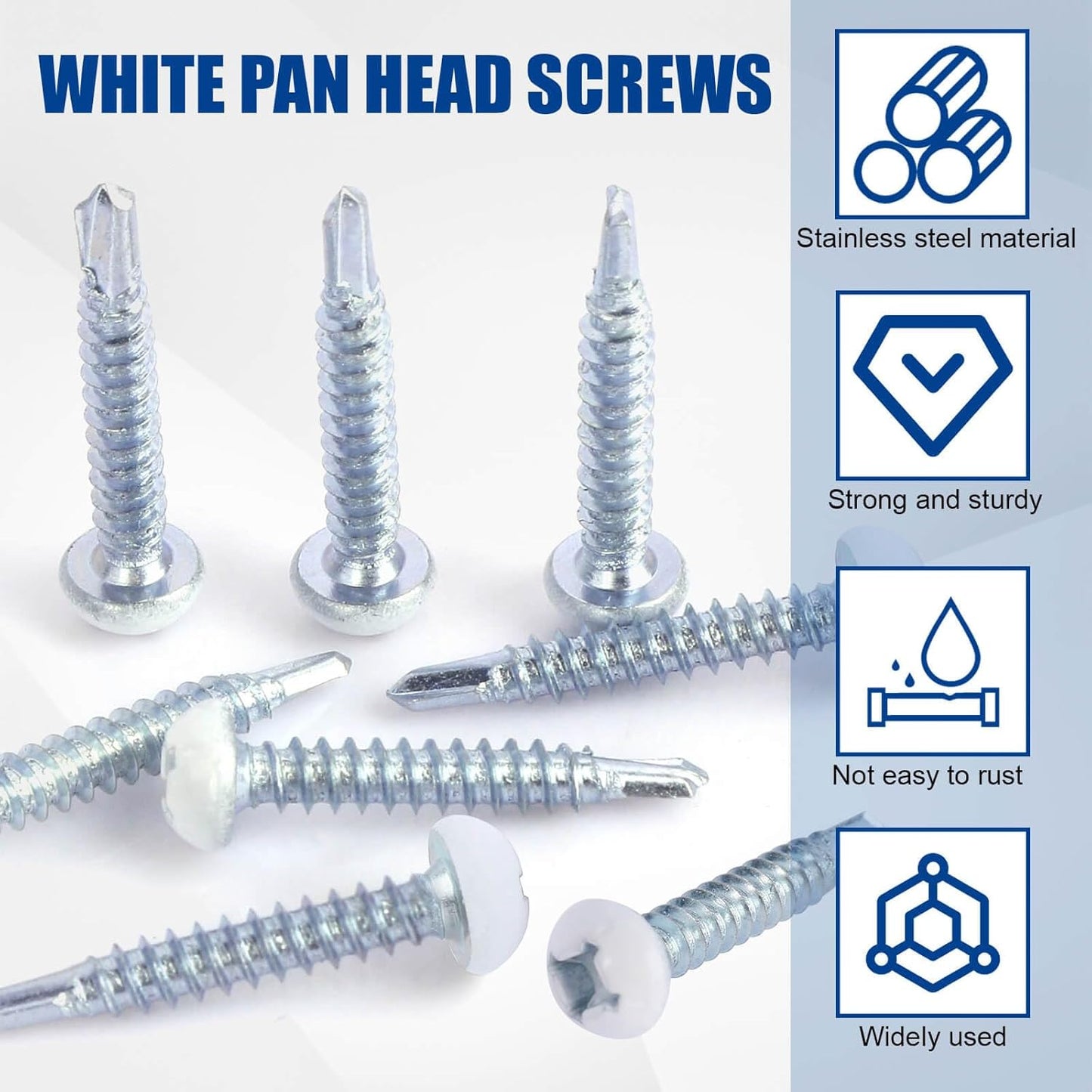 Pan Head Metal RV Screws 8X1 Self Tapping Drill Screws for Cargo RV 200 Pack