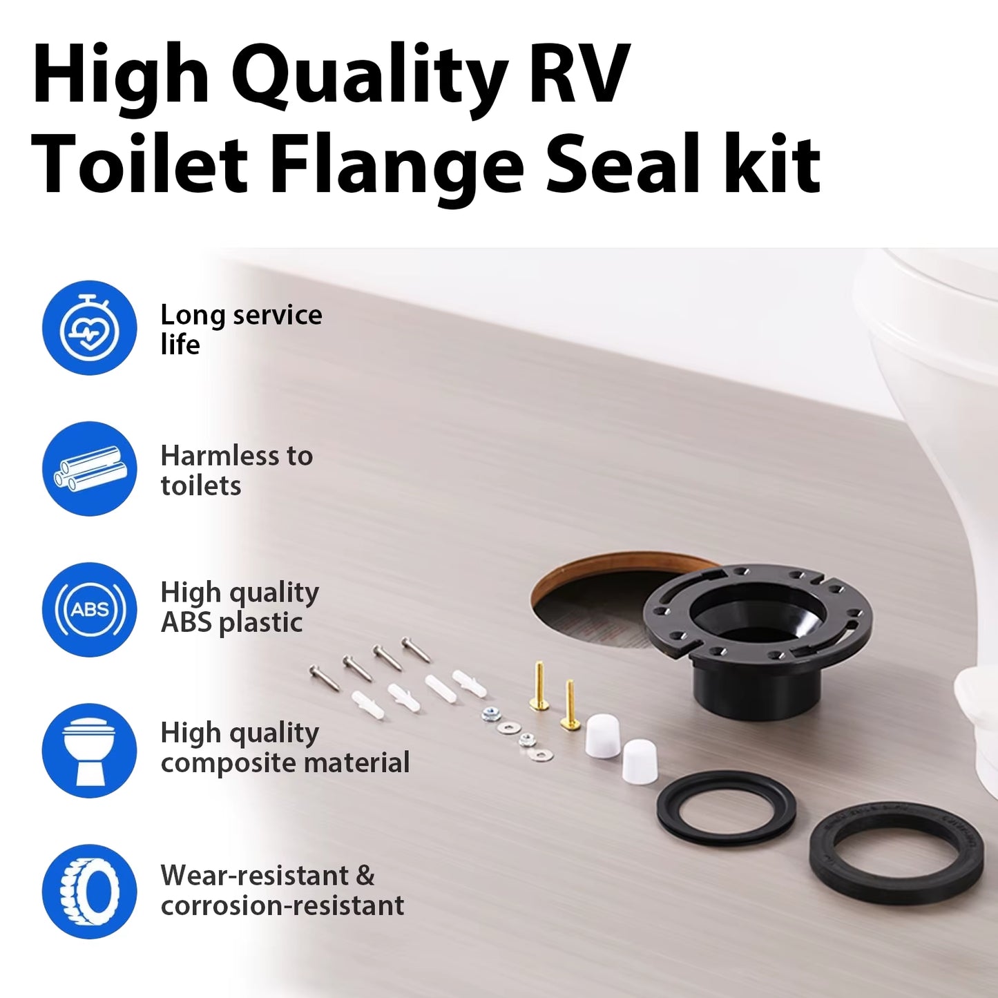 RV Toilet Seal and 3’’ Socket RV Toilet Flange Kit, Compatible with Do-Metic 300/310/320 RV Toilets,Replacement for 385345892