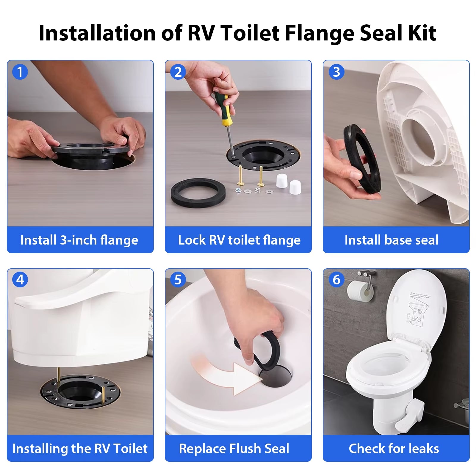 RV Toilet Seal and 3’’ Socket RV Toilet Flange Kit, Compatible with Do-Metic 300/310/320 RV Toilets,Replacement for 385345892