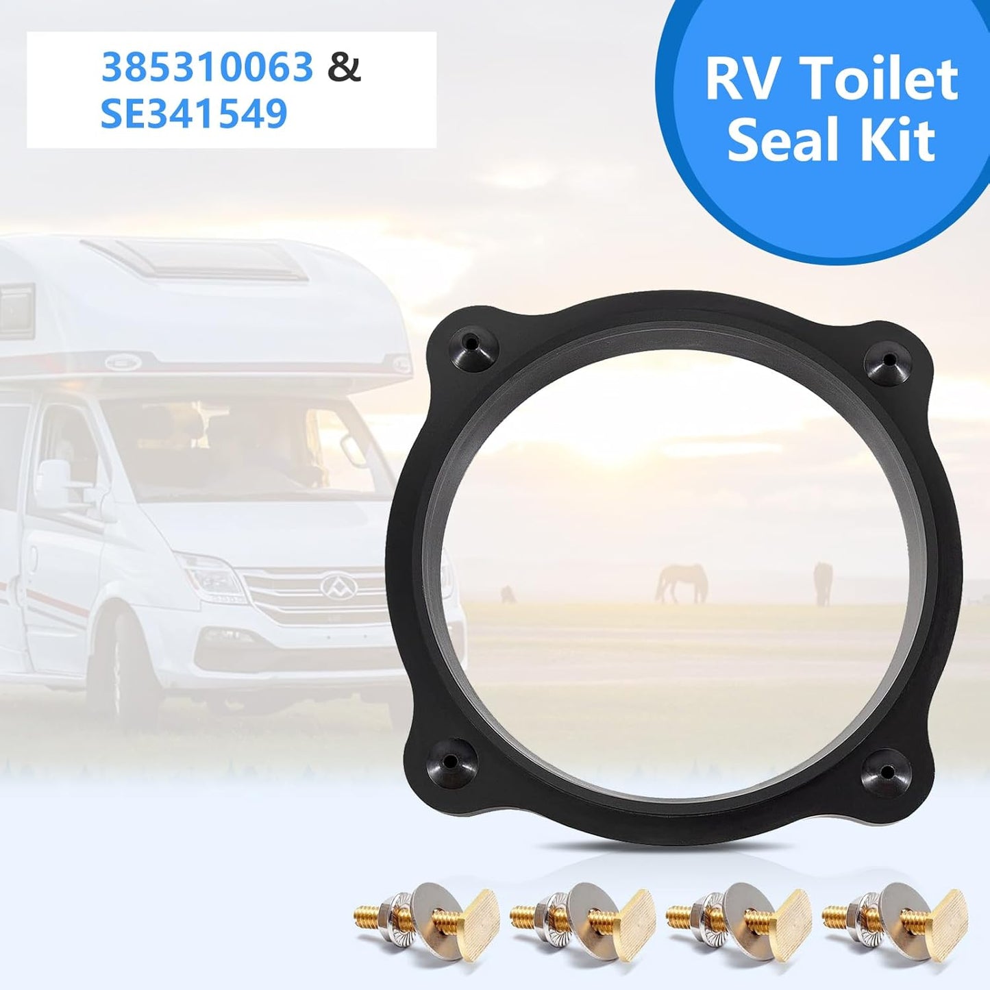 RV Toilet Seal Kit Fits for Dometic Sealand Vacuflush Models Toilet Include Floor Flange Seal 385310063 and Mounting Kit Replacement, SE341549 Toilet Part