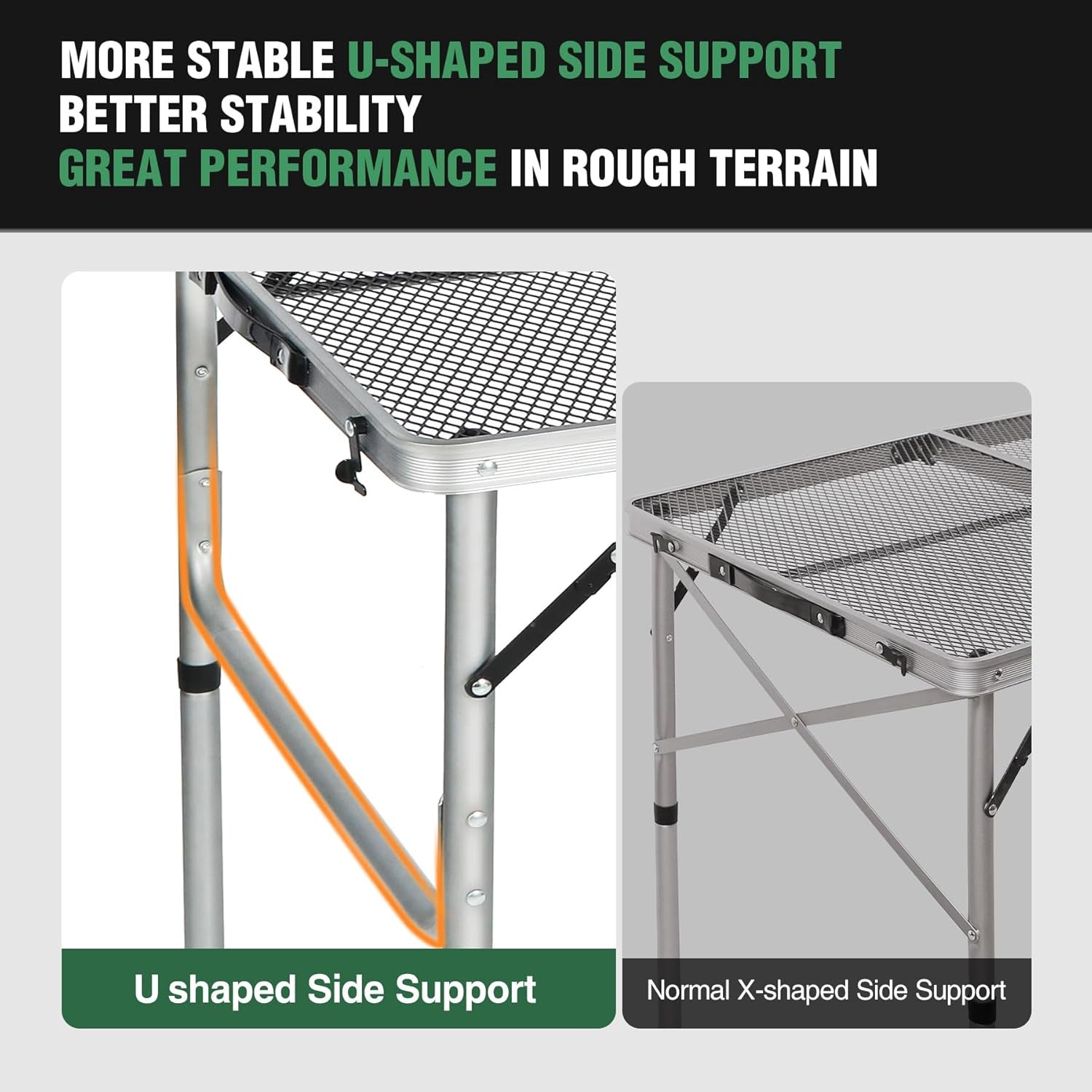 Portable Grill Table for Outside, Aluminum Folding Grill Stand Table for Outdoor Camping Picnic BBQ, Lightweight Adjustable Height, 36"X24"X15"/28" Sliver