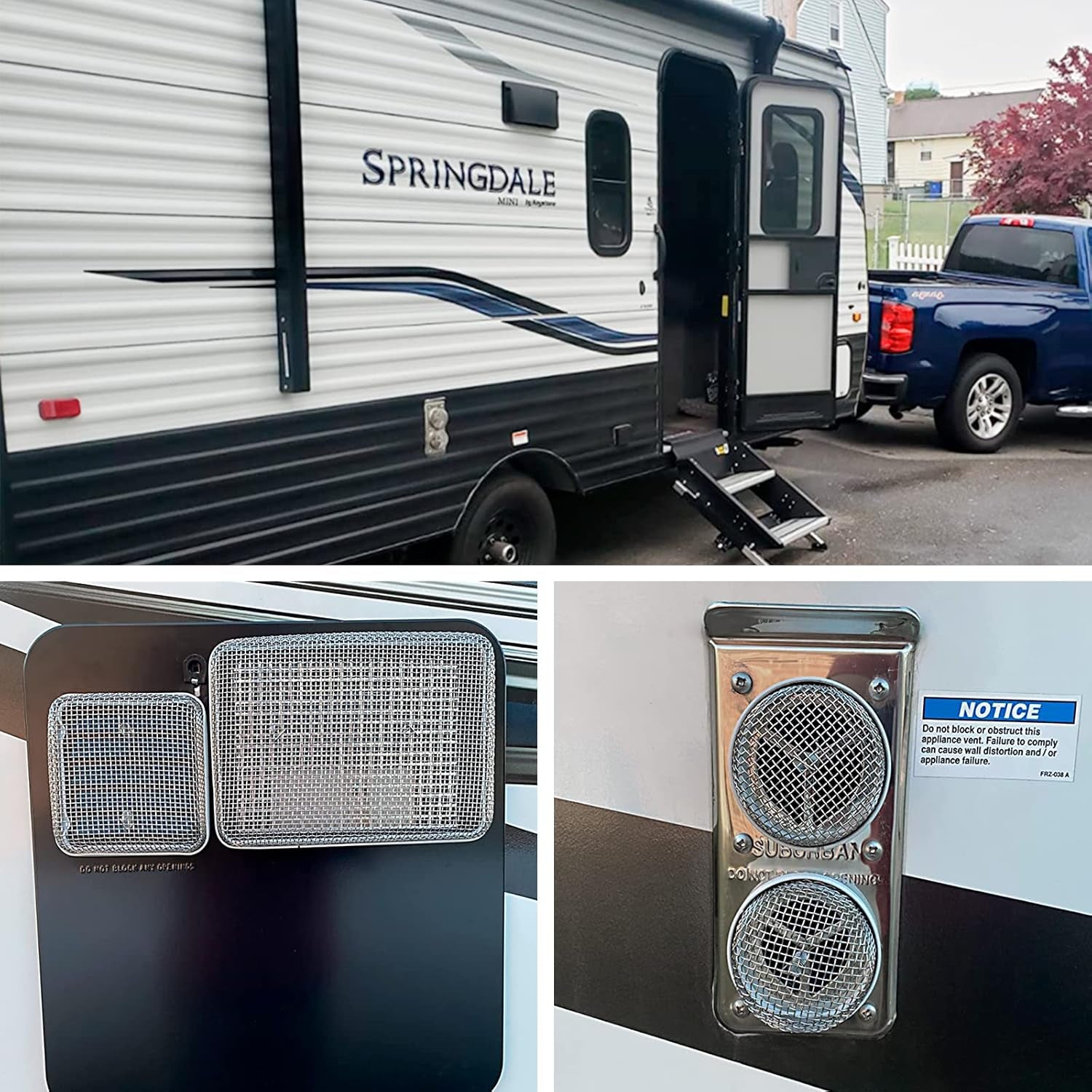 RV Vent Screens for RV Traval Trailer Camper - Stainless Steel RV Furnace Vent Screen, RV Heater Vent Screen, RV Exhaust Vent Screen, Come with Installation Tools